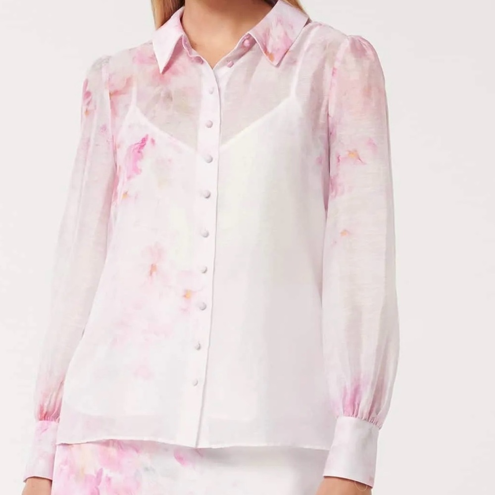 EVER NEW Cora Slim Shirt. Pink Blouse - Picture 3 of 3